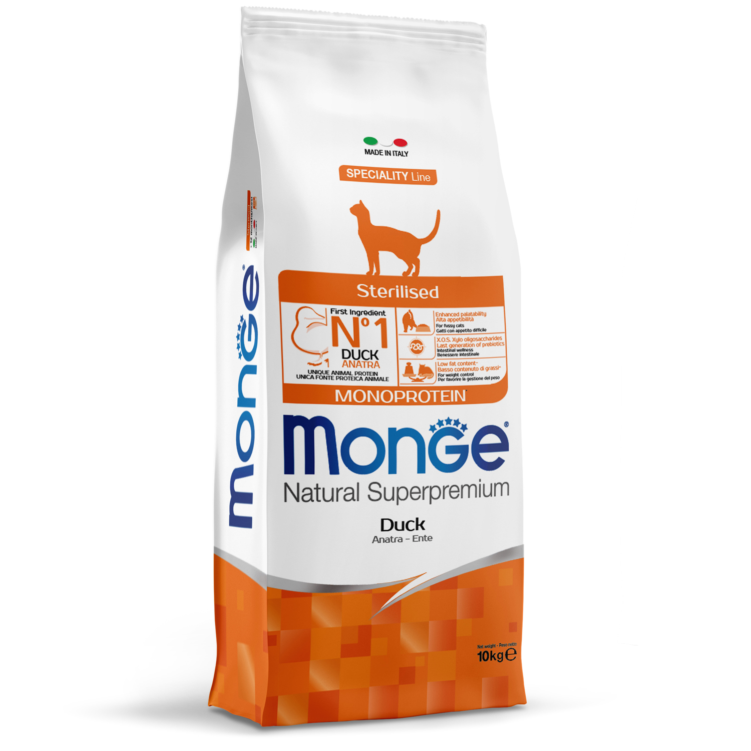 Корм для кошек MONGE Cat Monoprotein стерилизованных утка 10кг - фото 2