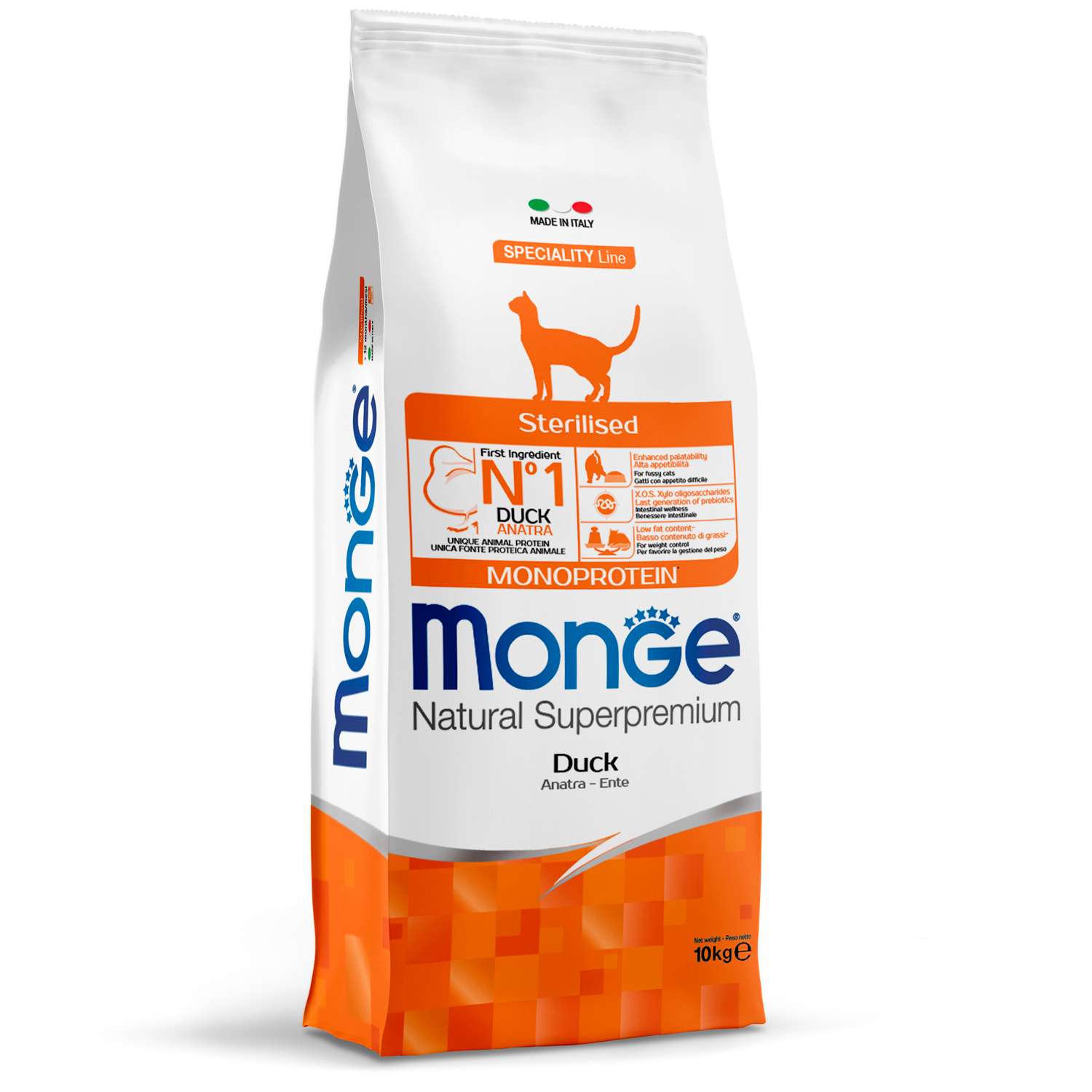 Корм для кошек MONGE Cat Monoprotein стерилизованных утка 10кг - фото 2