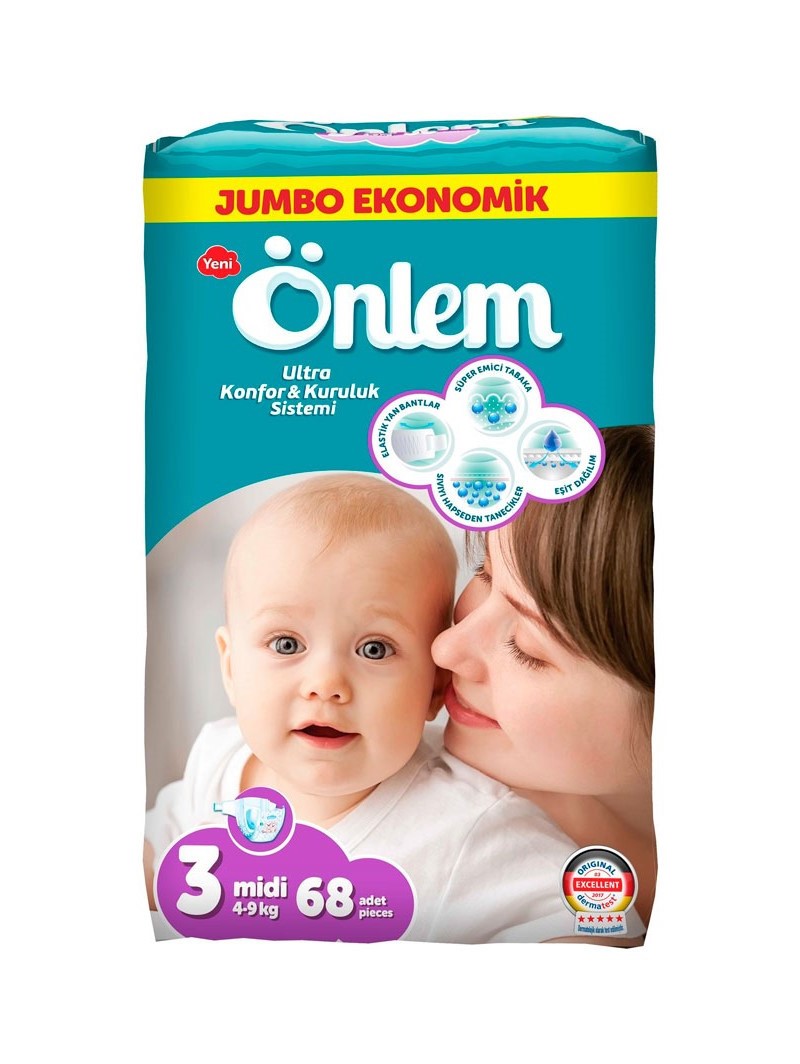 Детские подгузники Onlem Classik миди 4-9kg jumbo 68 штук - фото 1