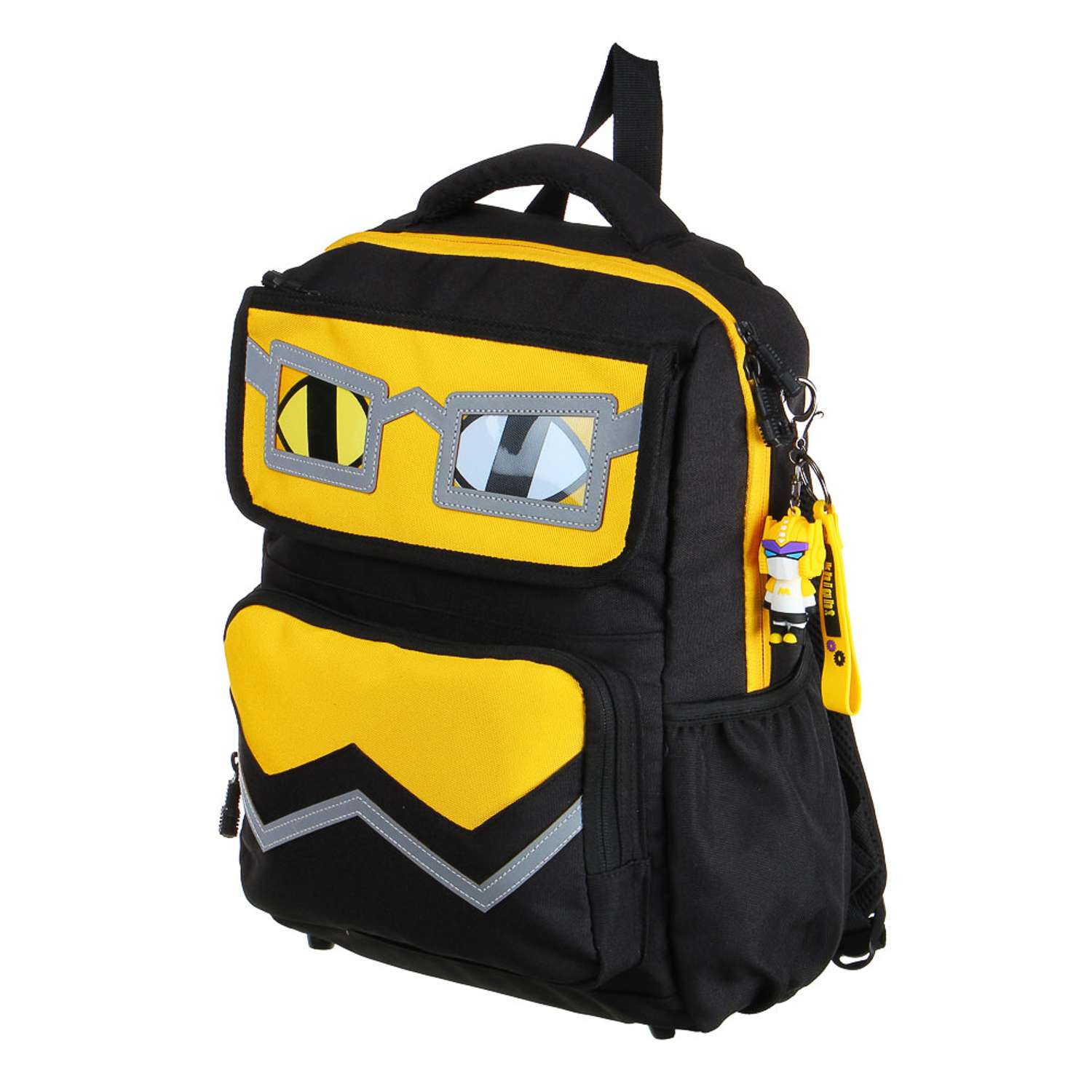 Рюкзак подростковый CLIPSTUDIO с аппликацией в форме лица черно-желтый - фото 2