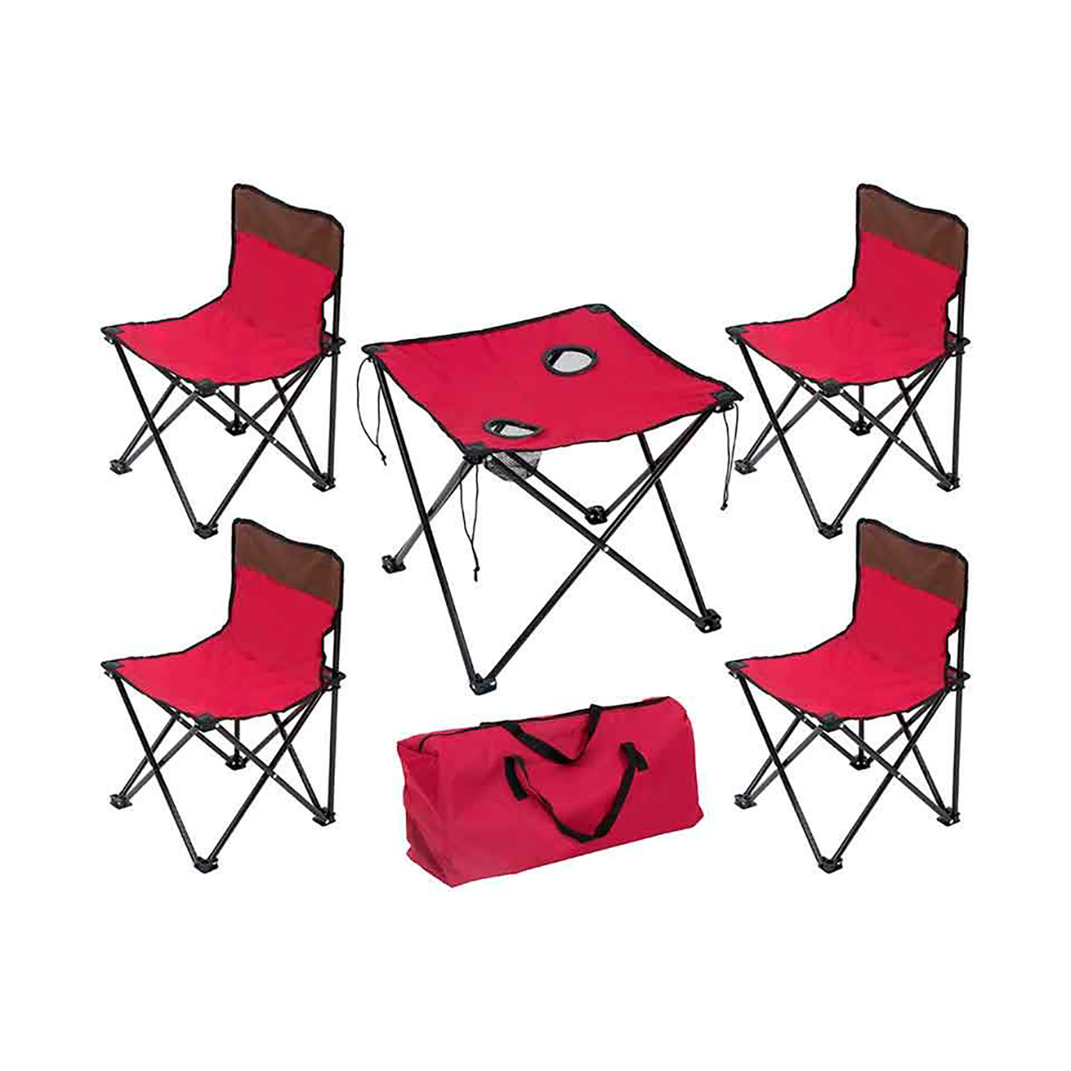 Комплект походный Ecos стол + 4 стула в чехле темно-вишневый - фото 1