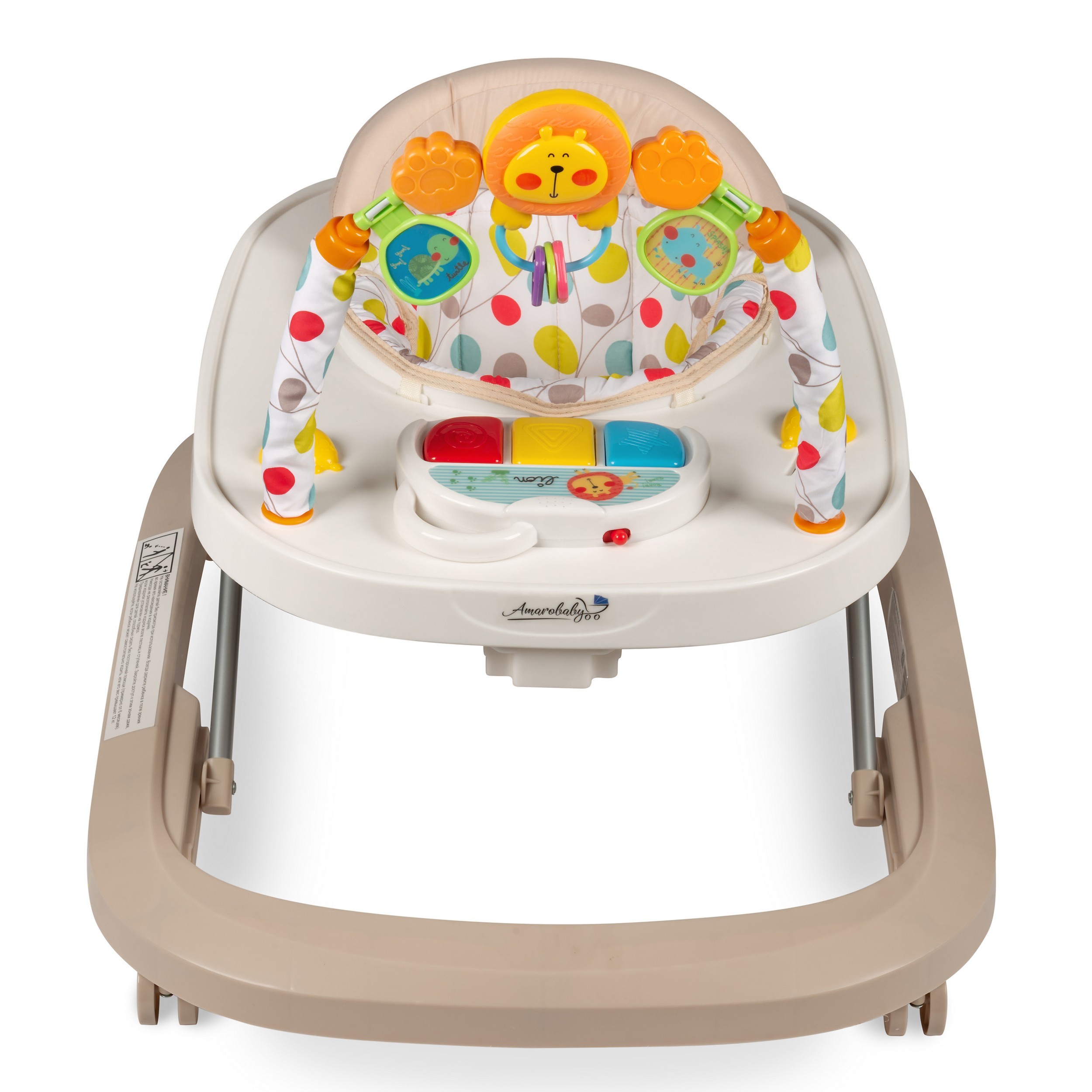 Ходунки Amarobaby Walking Baby с электронной игровой панелью Бежевый - фото 3