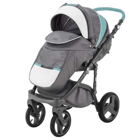 Коляска 3в1 BeBe-mobile Ravenna Sport V104 Темно-серый+Белая кожа+Mint кожаная отделка