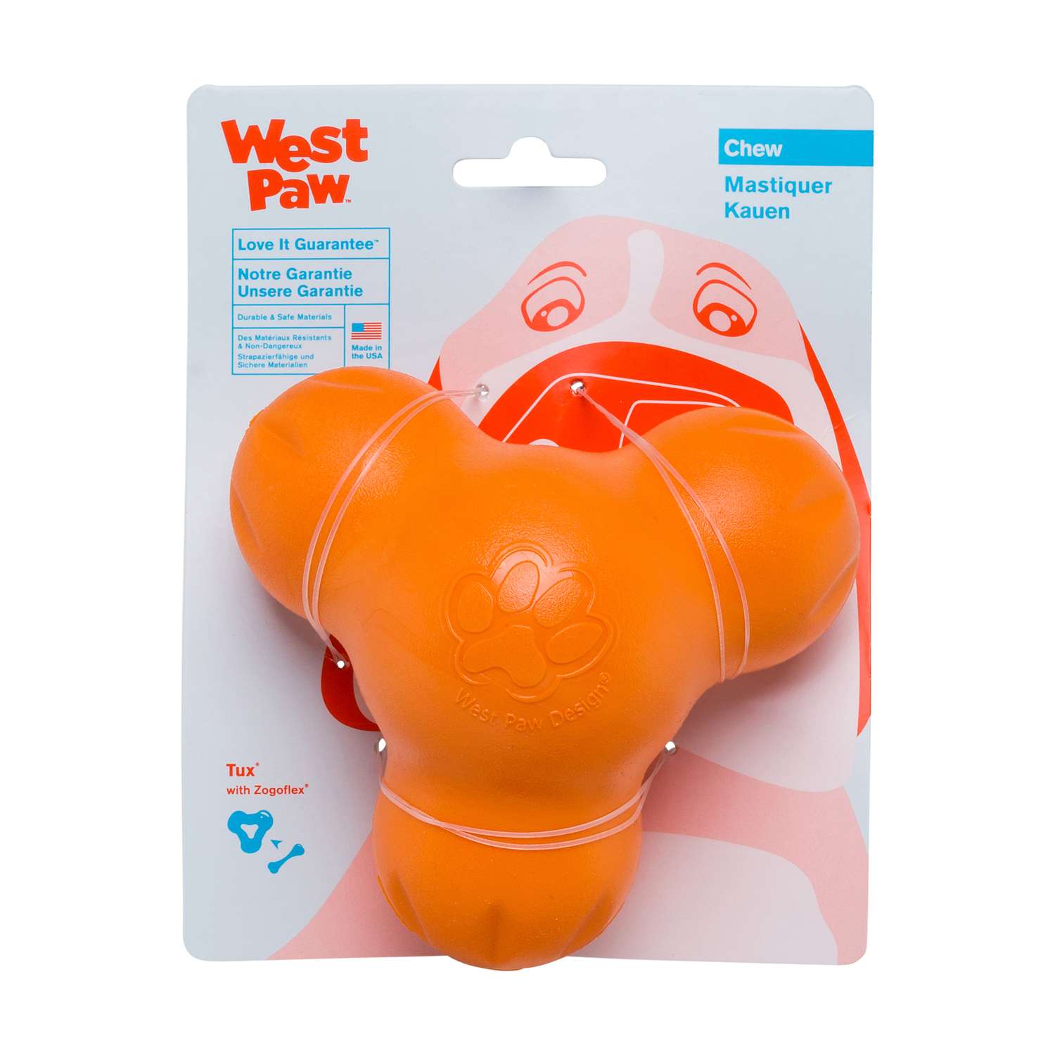 Игрушка для собак West Paw Zogoflex Tux для лакомств S Оранжевый - фото 2