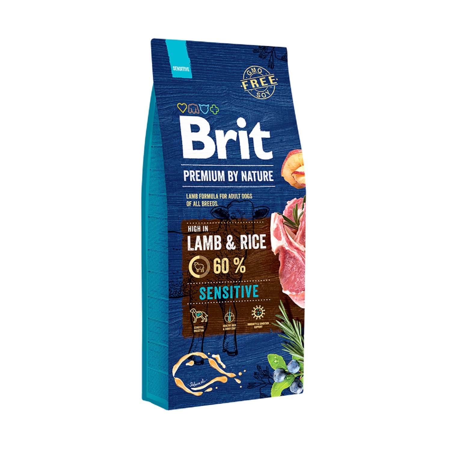 Корм Brit Premium 15кг для собак с чувствительным пищеварением ягненок - фото 1