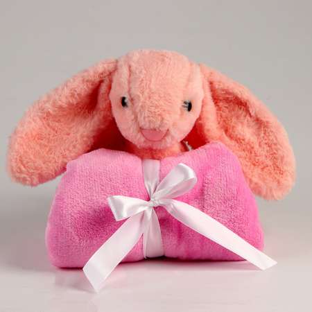 Мягкая игрушка Milo Toys с пледом «Зайка» цвет розовый