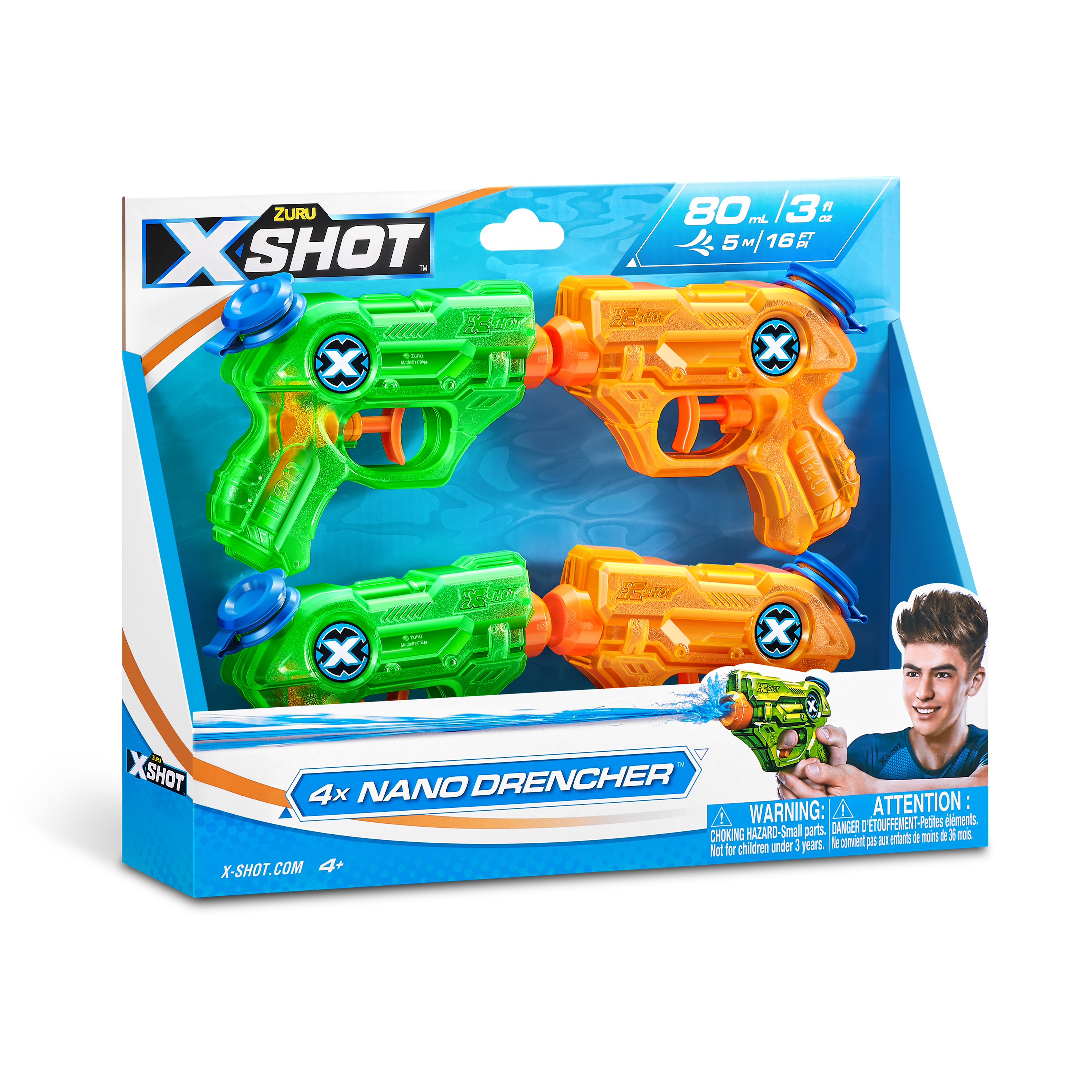 Бластер водный Zuru X-SHOT  Water Nano Drencher 4 штуки в наборе - фото 7