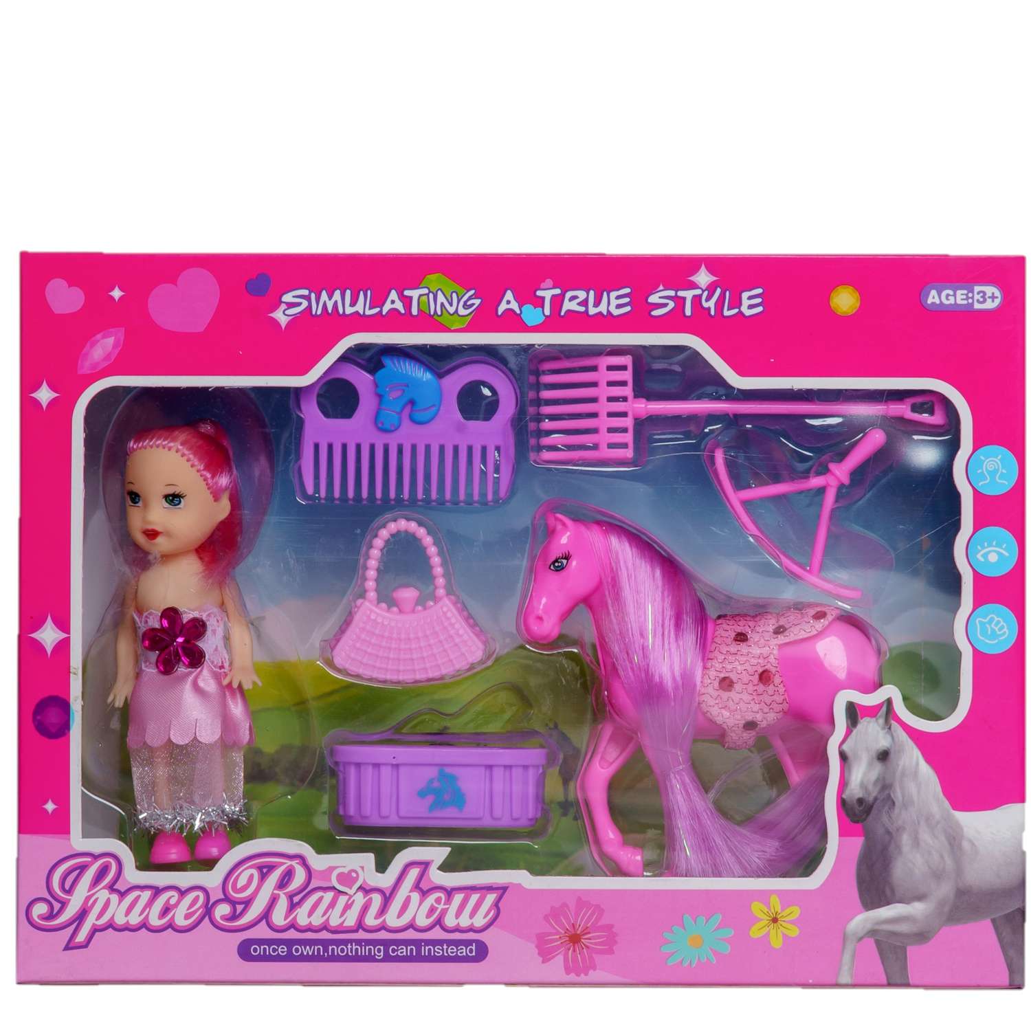 Кукольный набор EstaBella c розовой лошадкой и аксессуарами 84520 - фото 1
