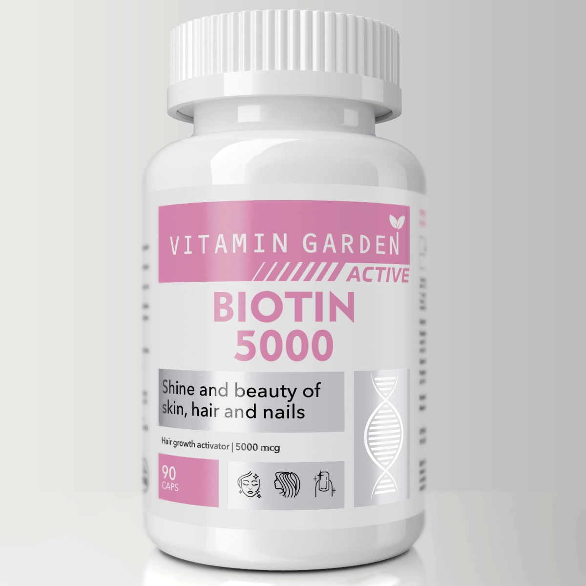 Биотин 5000 мкг VITAMIN GARDEN витаминный комплекс от выпадения и для роста волос БАД 90 капсул - фото 2