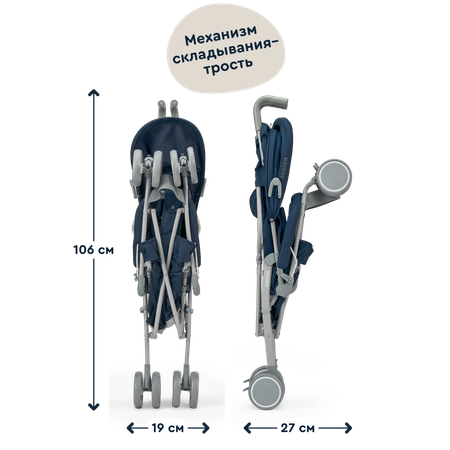 Коляска-трость прогулочная Junion Bebocabra цвет синий