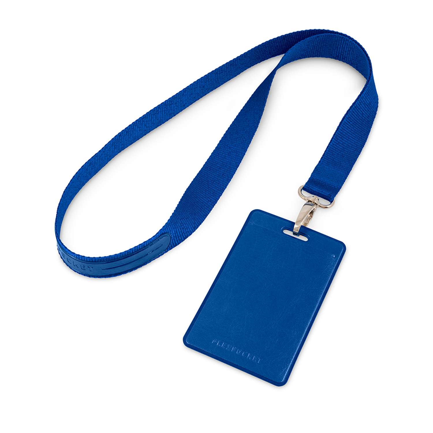 Лента с карманом для пропуска Flexpocket из экокожи цвет синий - фото 3