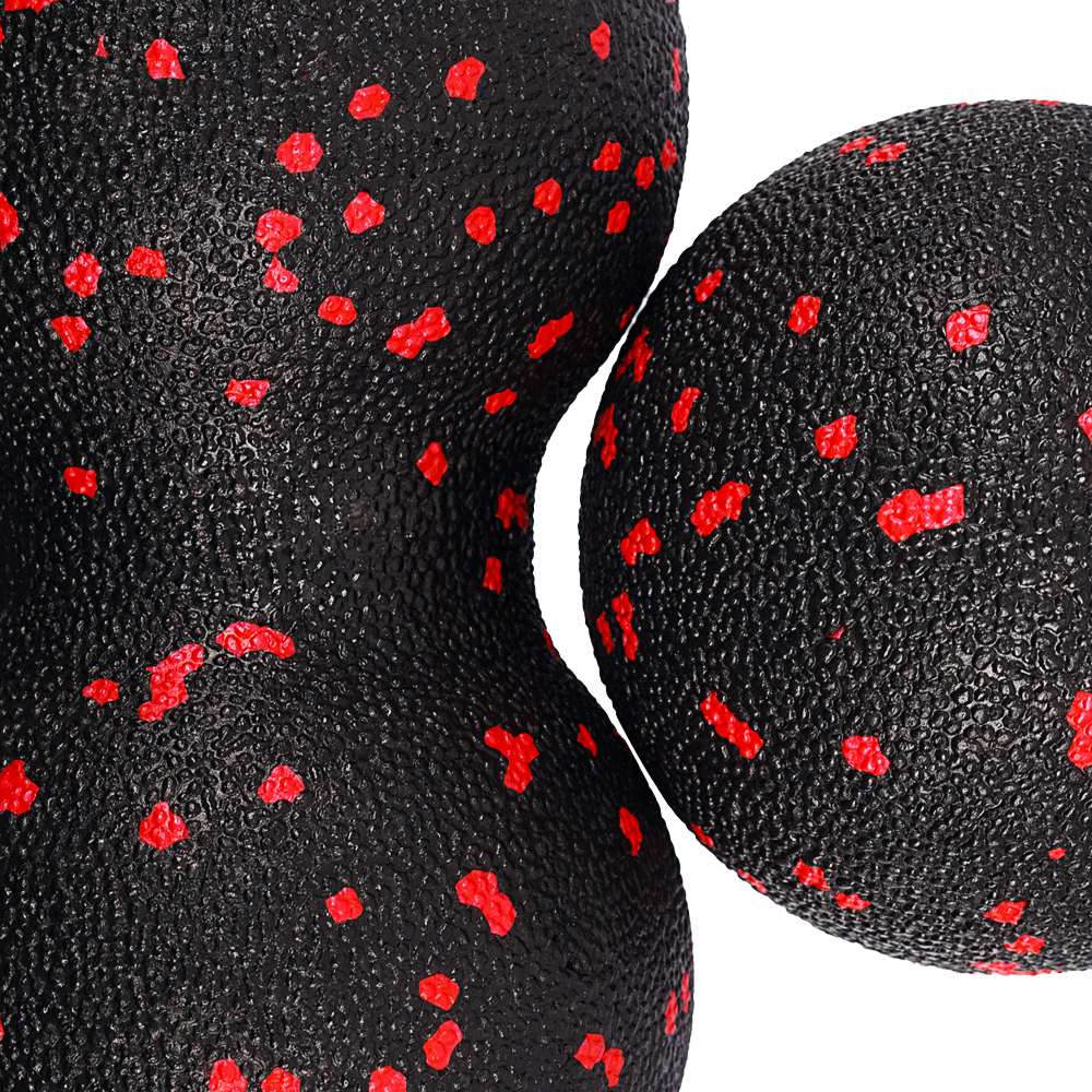 Набор массажных мячей МФР STRONG BODY классический и сдвоенный: 8 см и 8х16 см черно-красный - фото 5