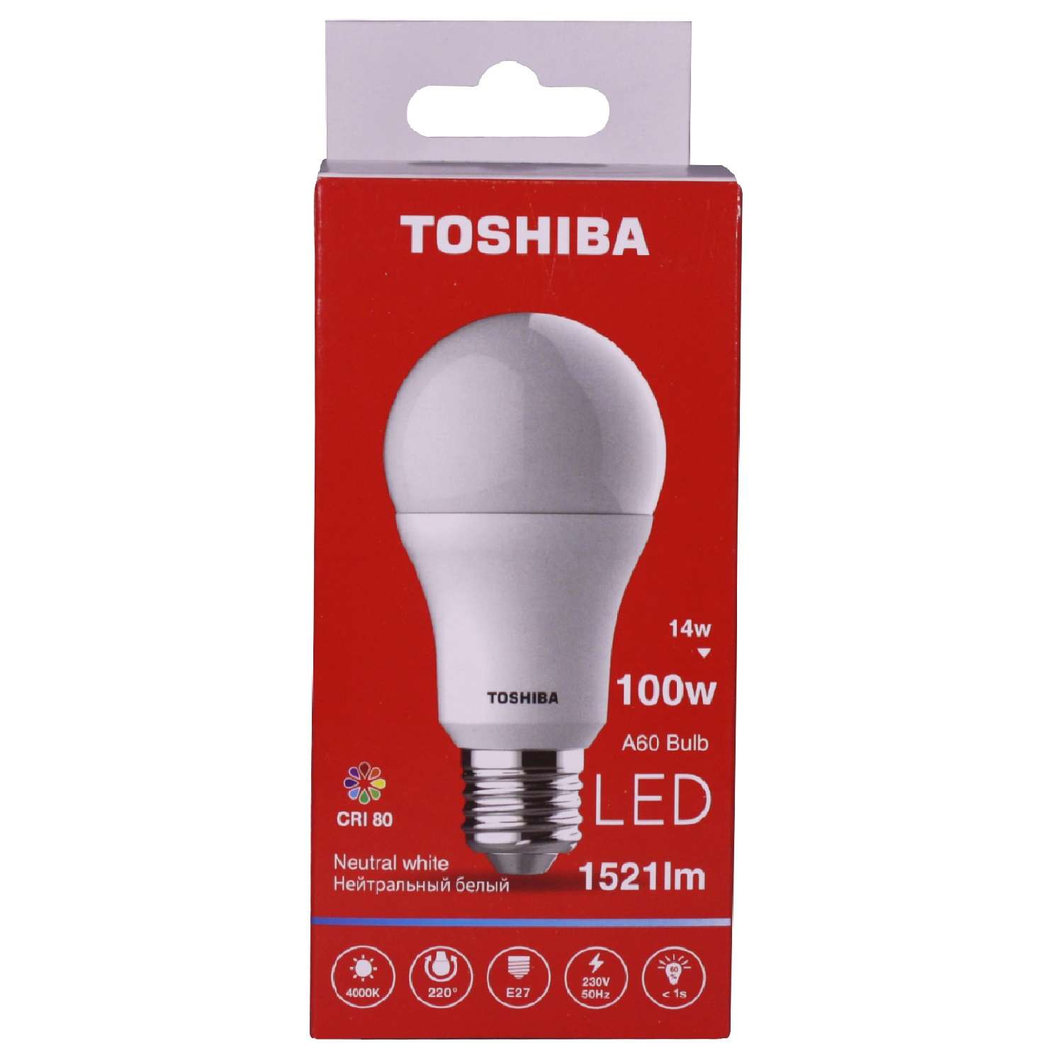 Лампа светодиодная Toshiba 14 Вт Е27 100W груша A60 4000 K нейтральный свет 220В матовая - фото 1