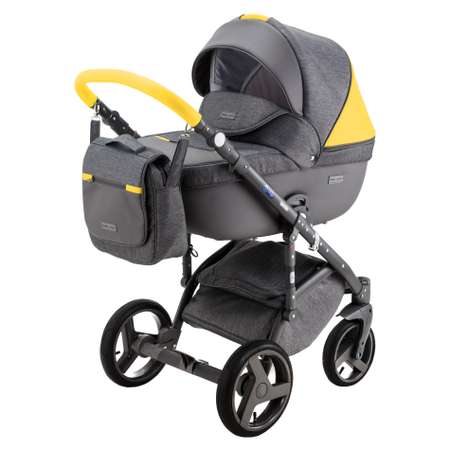 Коляска 2в1 BeBe-mobile Ravenna Sport V115 Серый+Серая кожа+Желтая кожаная отделка