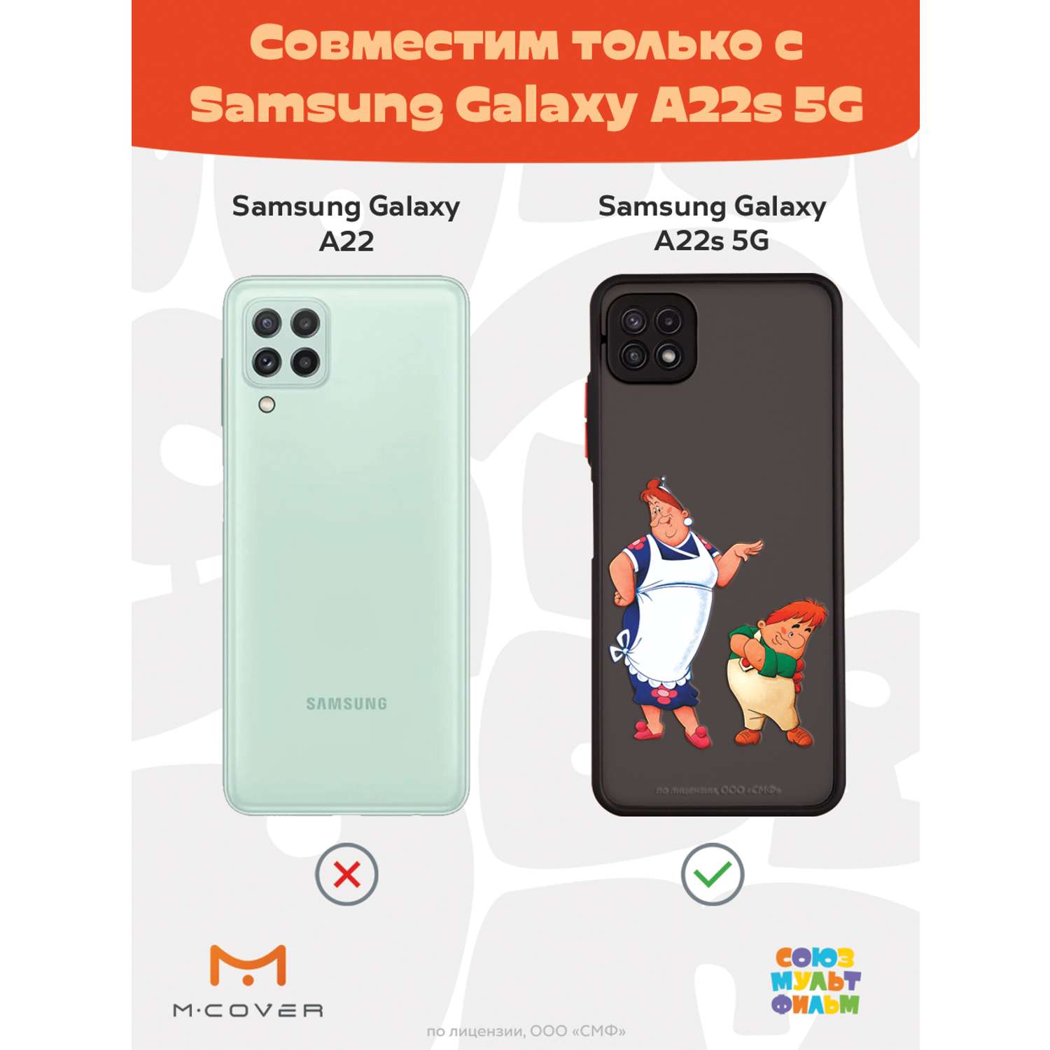 Противоударный чехол Mcover для смартфона Samsung A22s Союзмультфильм  Фрекен Бок и шалун купить по цене 460 ₽ в интернет-магазине Детский мир