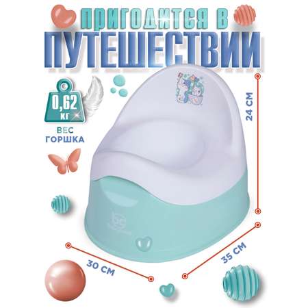 Горшок детский BabyCare Kitty мятный-белый