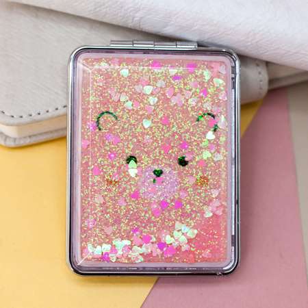 Зеркало карманное iLikeGift Animal bear pink с увеличением