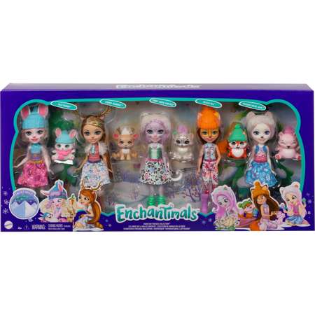 Набор игровой Enchantimals Снежный день с друзьями 5 кукол+питомцы GXB20