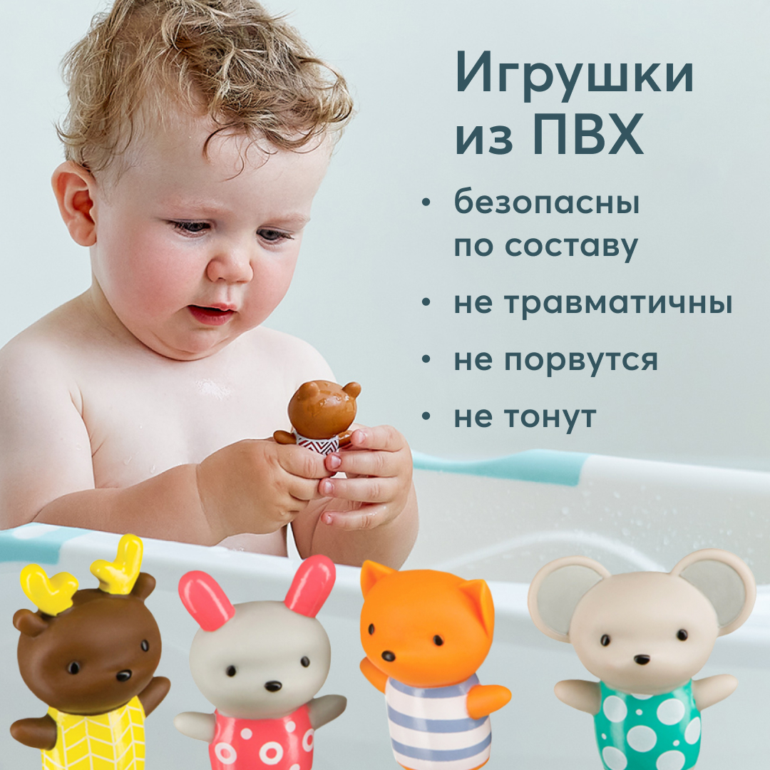 Набор игрушек Happy Baby для ванны LITTLE FRIENDS пальчиковый театр - фото 5