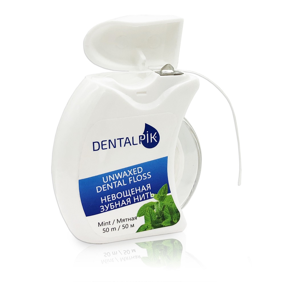 Зубная нить Dentalpik мятная Floss Mint Unwaxed не вощеная 50 м - фото 4