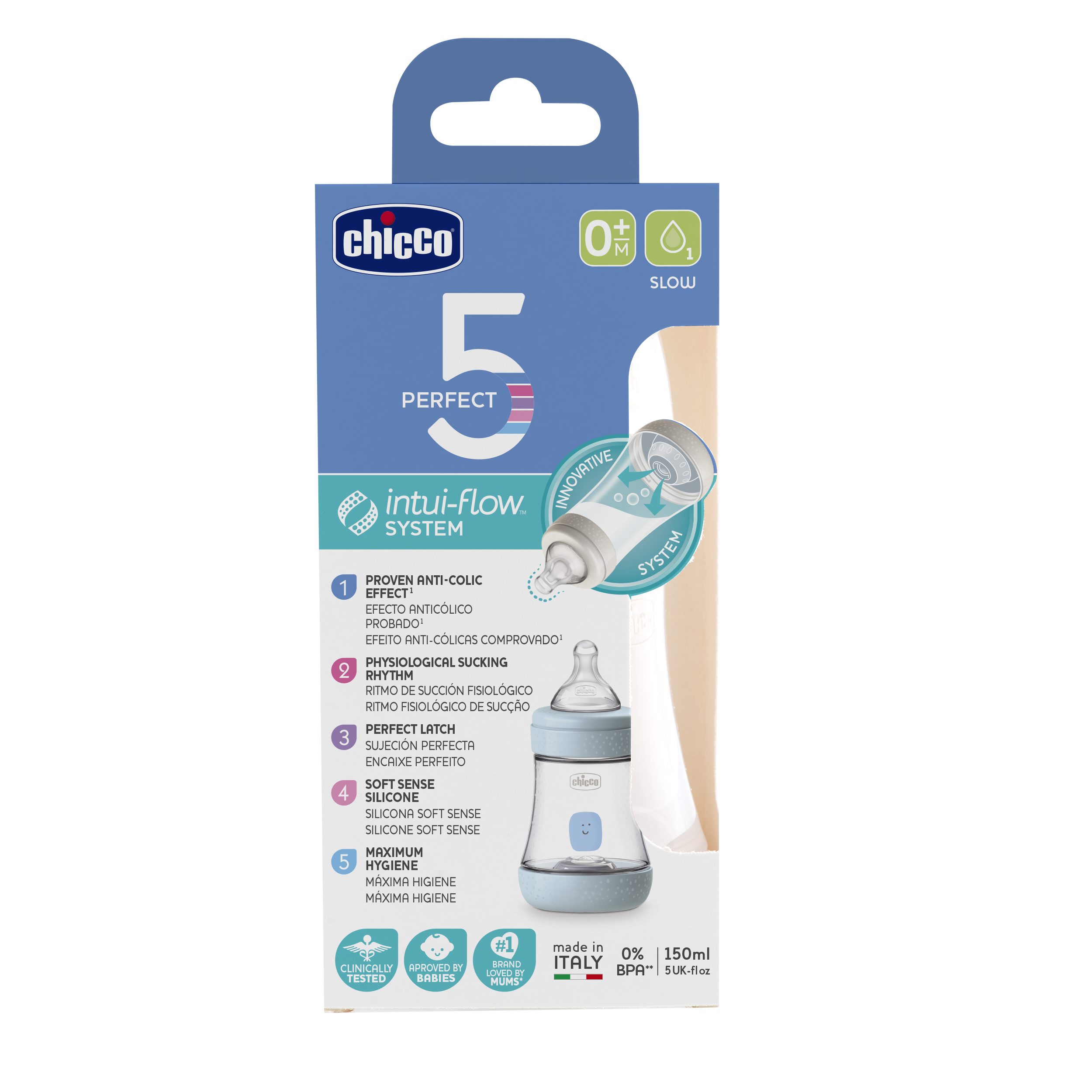 Бутылочка Chicco 150мл с 0месяцев Голубая - фото 4