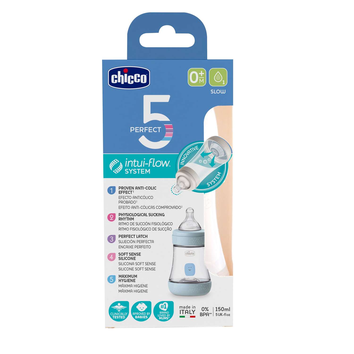 Бутылочка Chicco 150мл с 0месяцев Голубая - фото 4