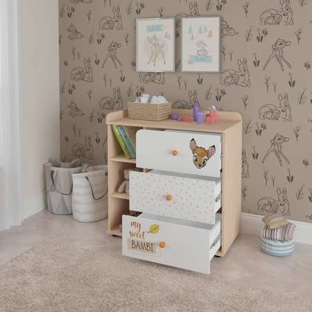 Комод Polini kids Disney baby 5090 Бэмби 3ящика Белый-Дуб