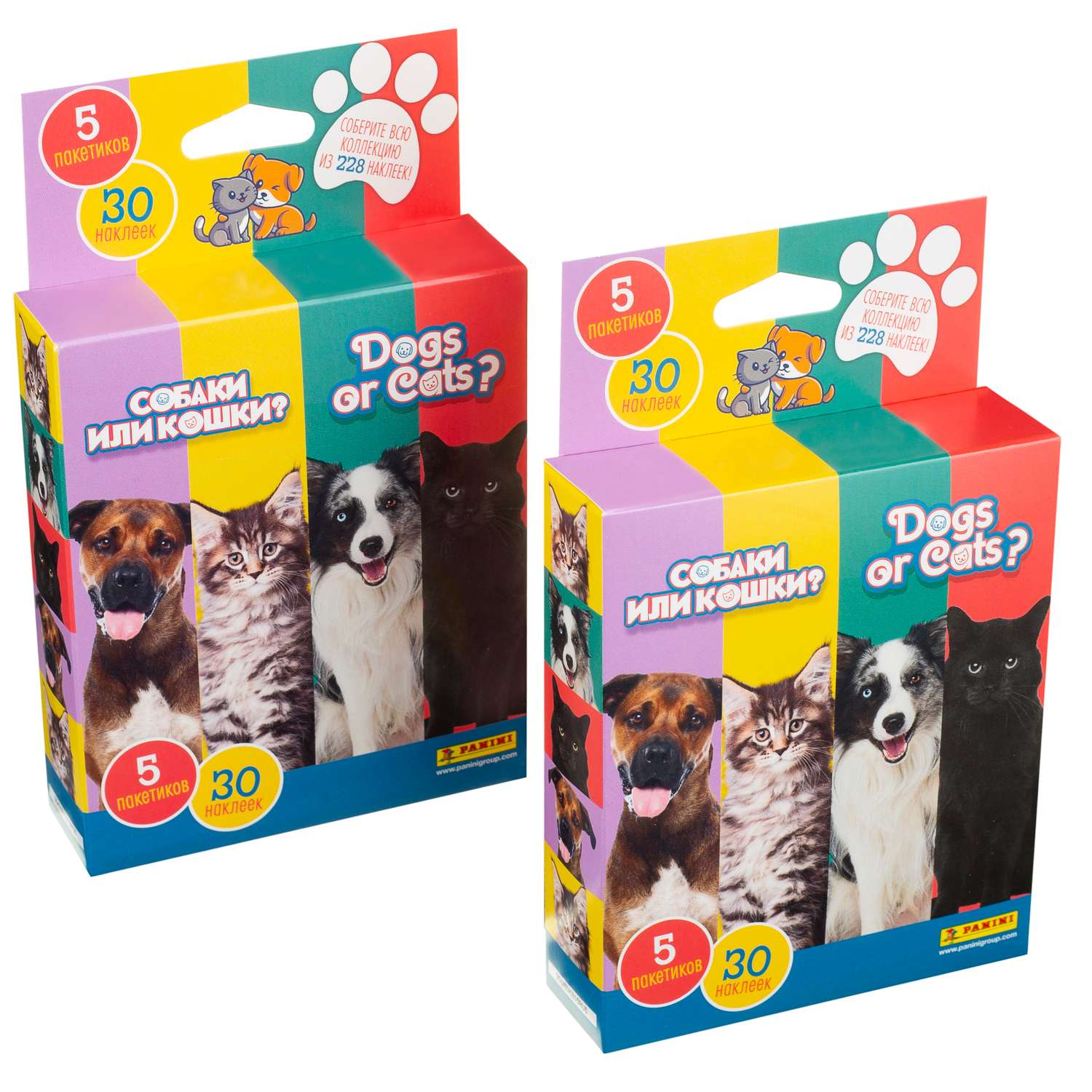 Набор коллекционных наклеек Panini Собаки или кошки Dogs or Cats 10 пакетиков в экоблистере - фото 1