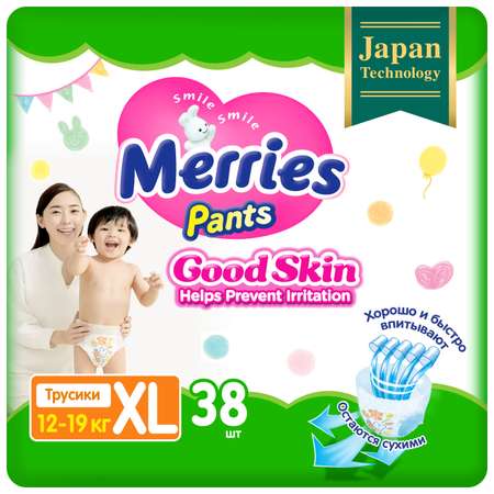 Трусики Merries Good Skin XL 12-19кг 38шт