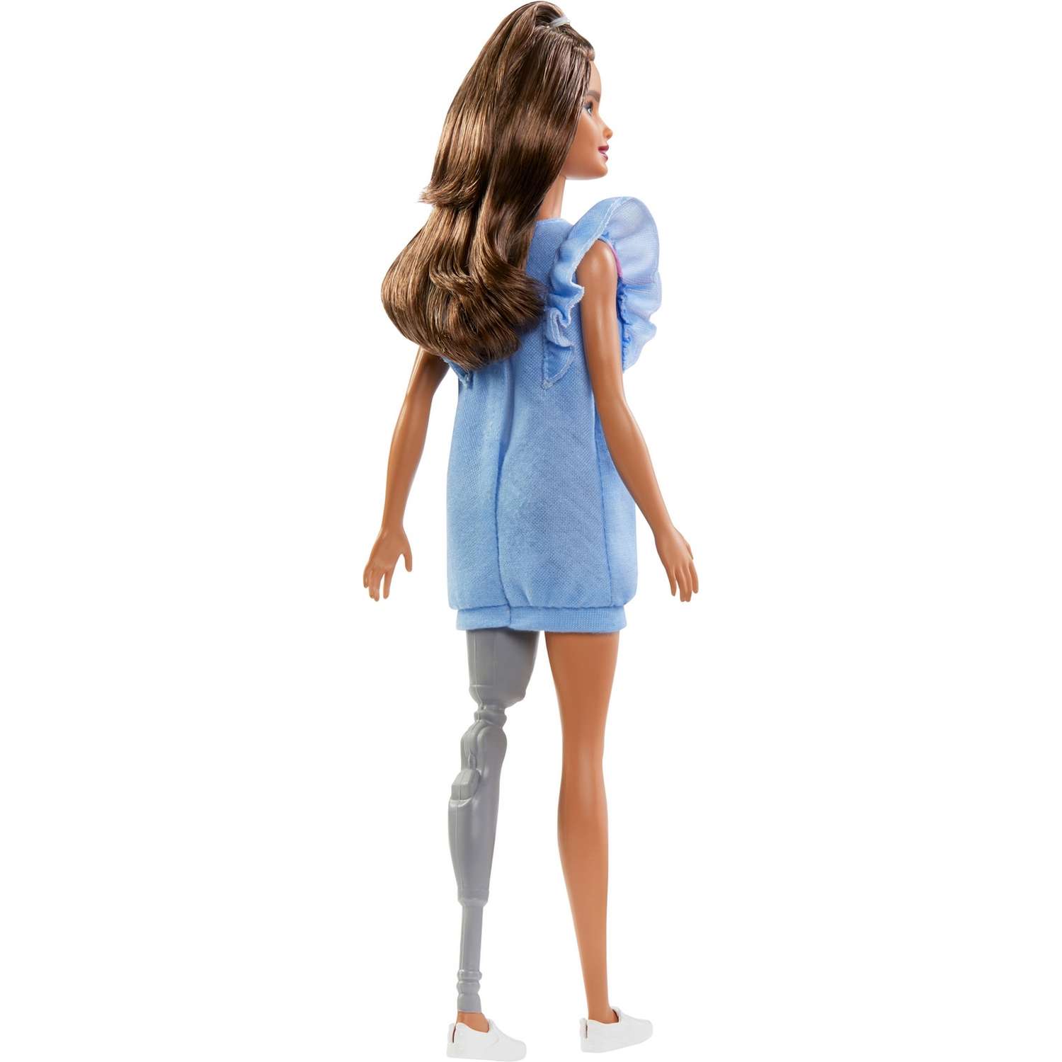 Кукла Barbie Игра с модой 121 Брюнетка с протезом в голубом платье FXL54 FBR37 - фото 5