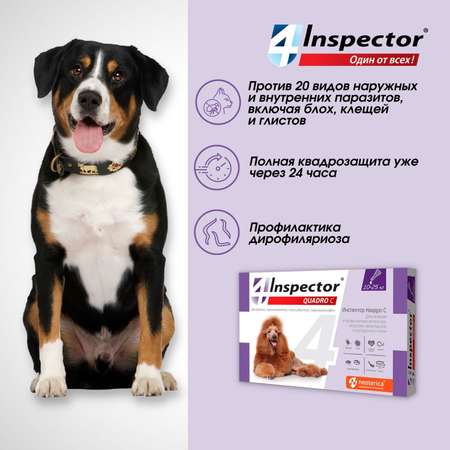 Капли для собак Inspector Quadro на холку 10-25кг 3пипетки