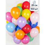 Воздушные шары Riota на праздник разноцветные 25 см 100 шт