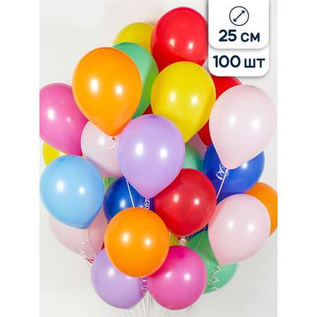 Воздушные шары Riota на праздник разноцветные 25 см 100 шт