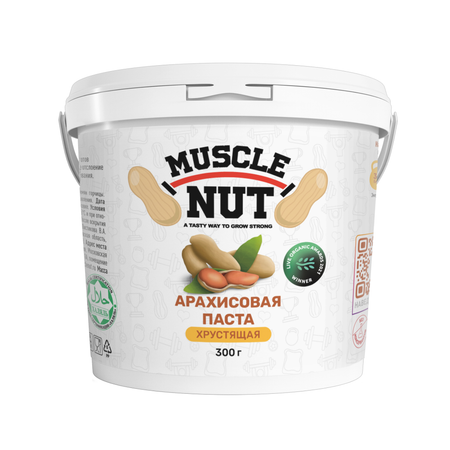 Арахисовая паста Muscle Nut хрустящая без сахара натуральная высокобелковая 300 г