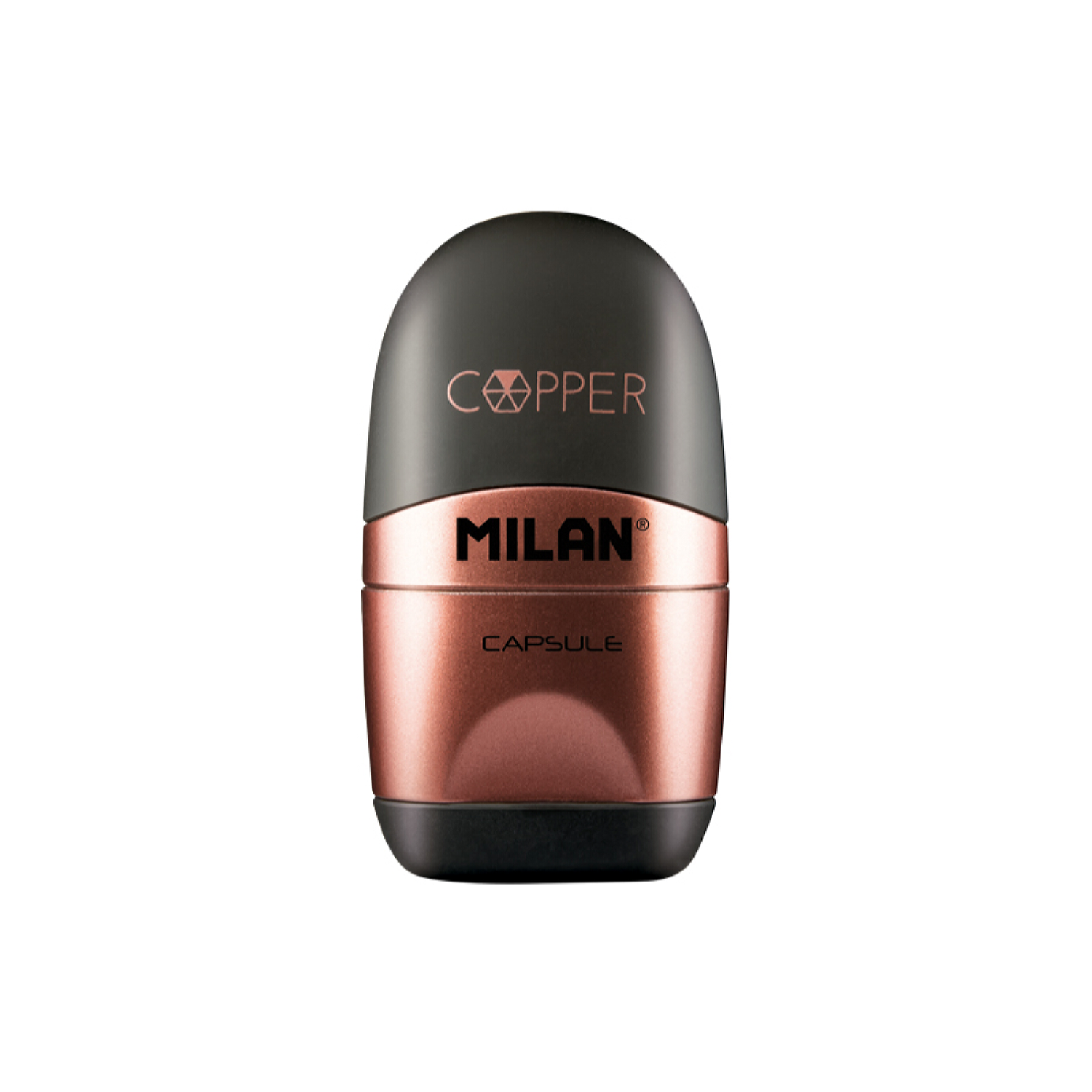 Набор точилка с ластиком MILAN Capsule Copper черного цвета в блистере - фото 2