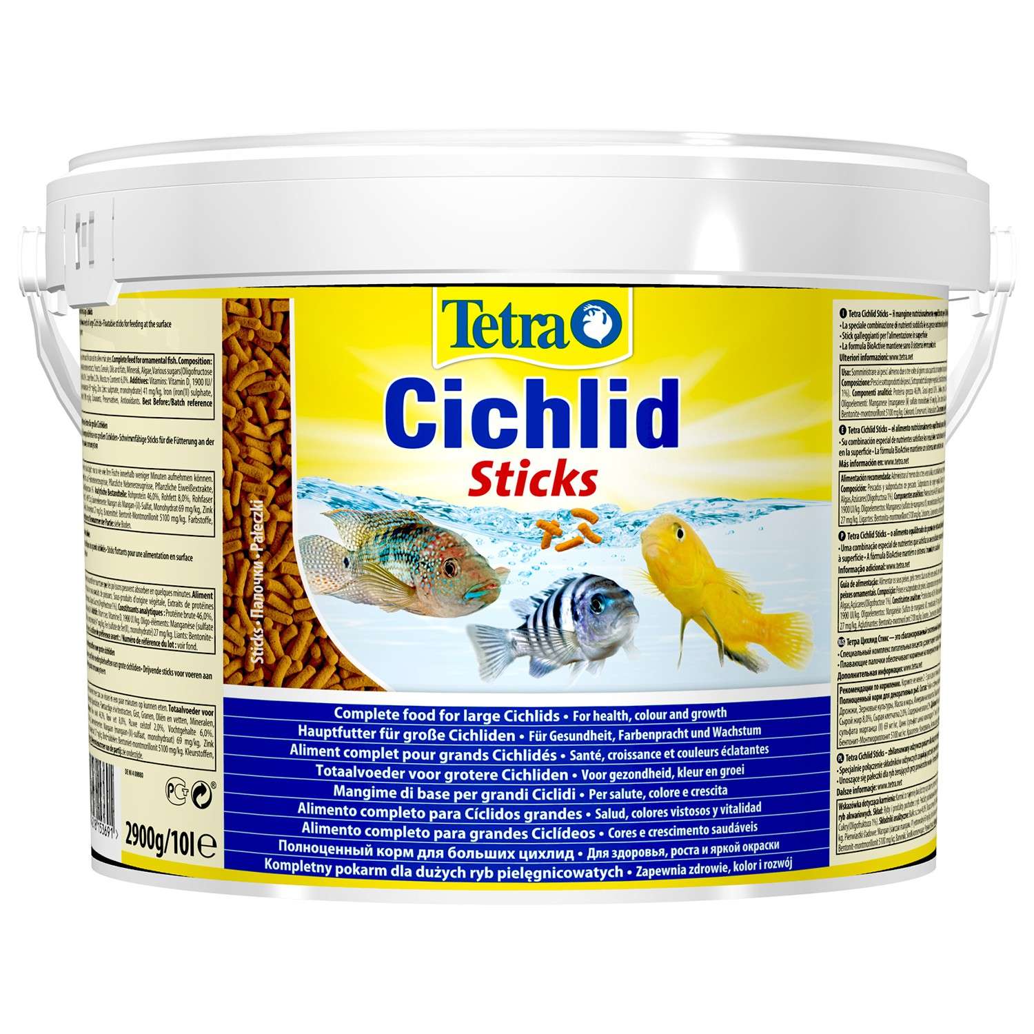 Корм для рыб Tetra 10л Cichlid Sticks для всех видов цихлид в палочках (ведро) - фото 1