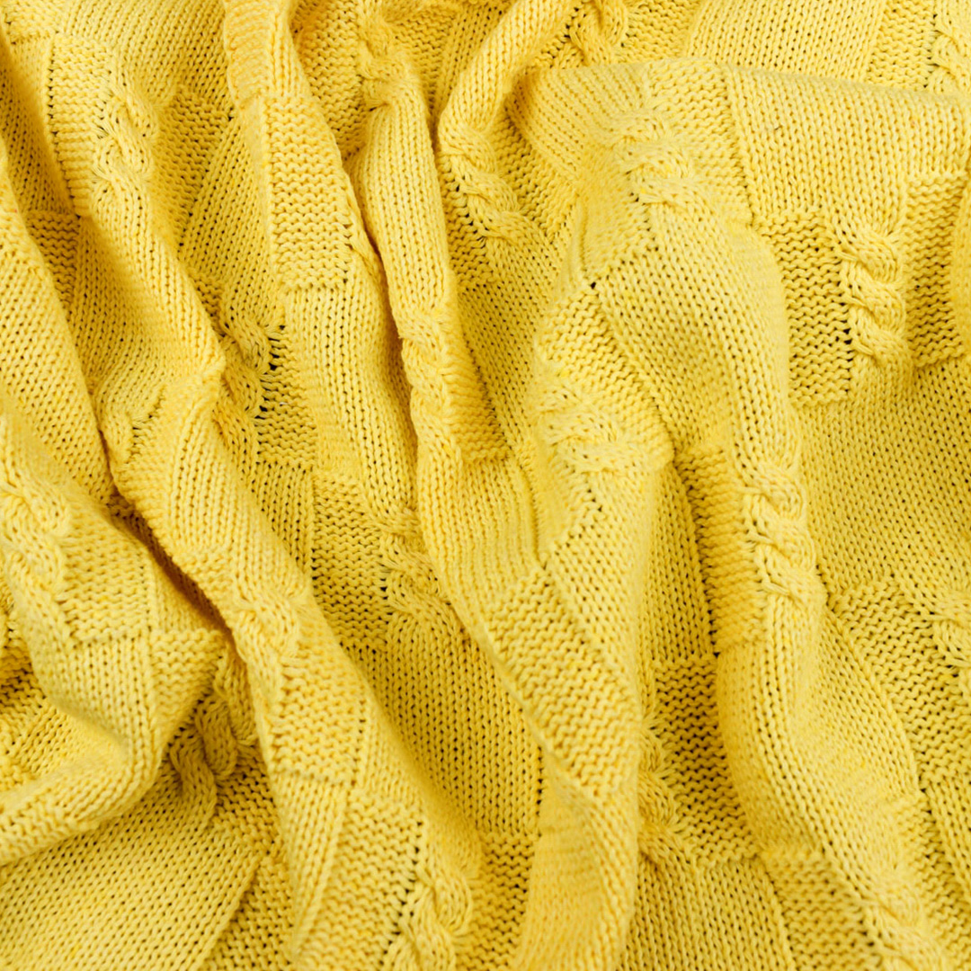 Плед-покрывало детский вязаный WARM WHIFF D-12 желтый на выписку в коляску в кроватку на лето 90x110 - фото 3