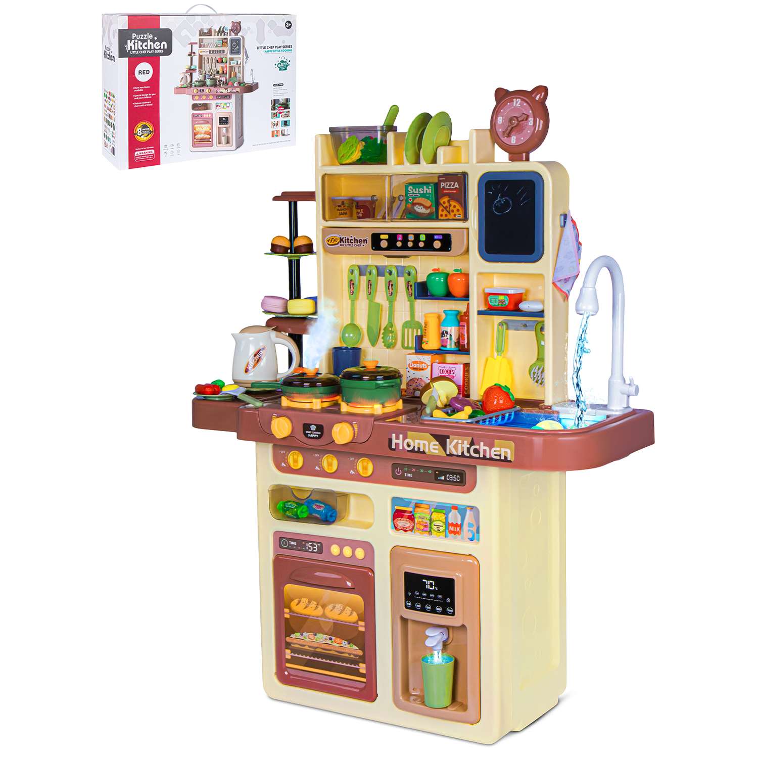Игровой набор детский AMORE BELLO Кухня со световыми и звуковыми эффектами паром кран-помпа - фото 8