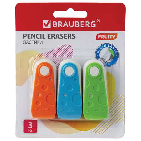 Набор ластиков Brauberg Fruity 3шт белые ассорти