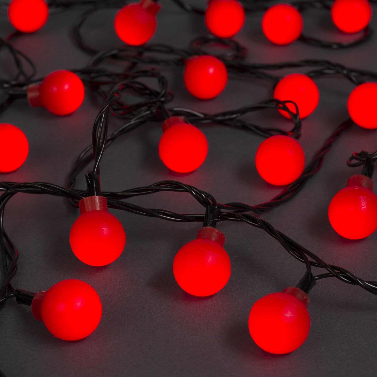 Гирлянда Luazon «Нить» «Шарики красные» IP20 тёмная нить 30 LED свечение красное 8 режимов 220 В - фото 1