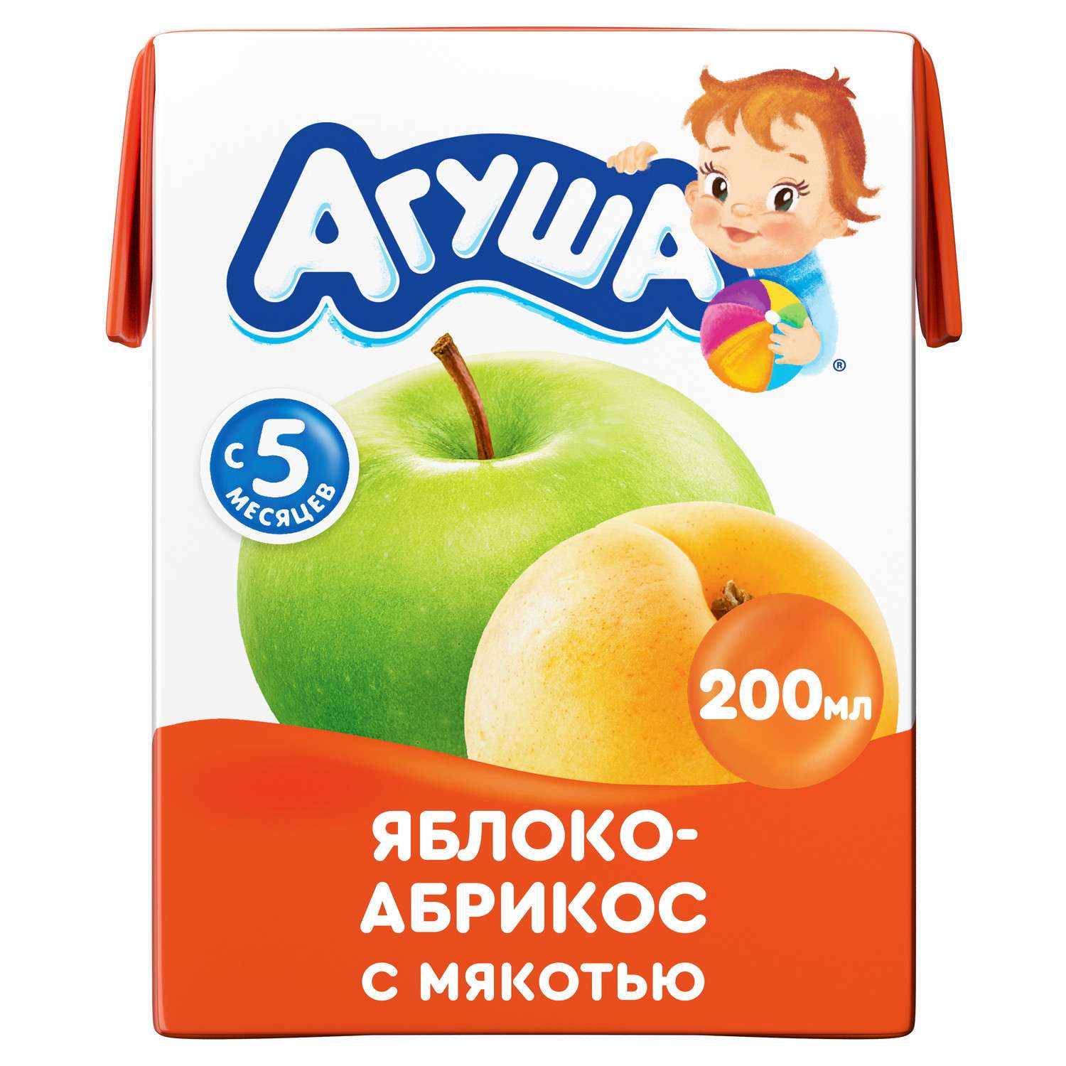 Сок Агуша яблоко-абрикос с мякотью восстановленный 200мл с 5месяцев - фото 2