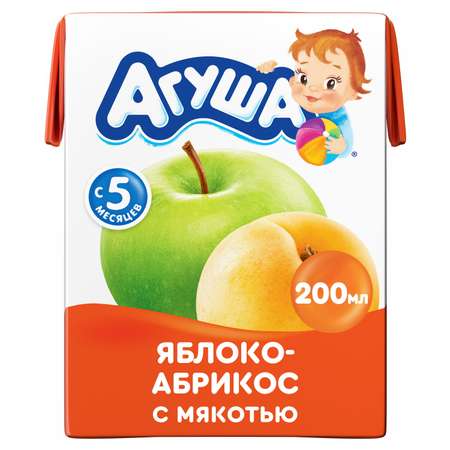 Сок Агуша яблоко-абрикос с мякотью восстановленный 200мл с 5месяцев