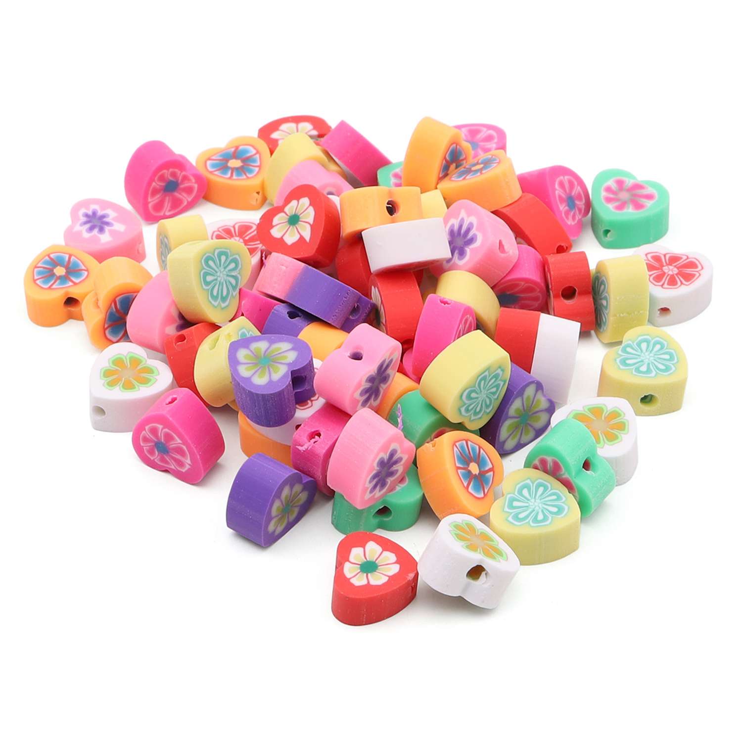 Бусины Astra Craft из полимерной глины сердечки с цветами 10 мм 20 г - фото 1