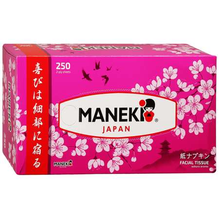 Салфетки бумажные Maneki Sakura с ароматом сакуры 2 слоя белые 250 шт