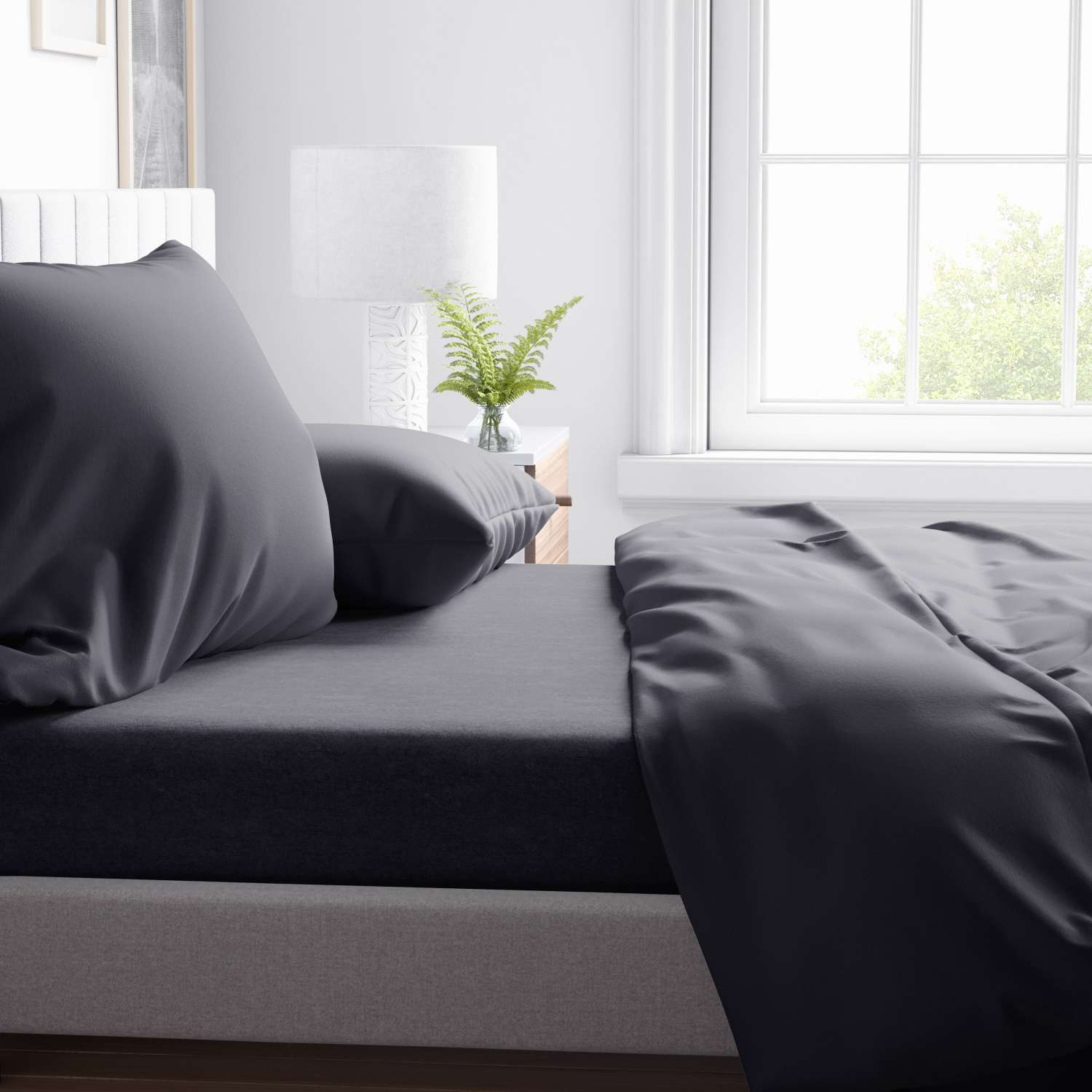 Комплект постельного белья SONNO FLORA BASIC 1.5-спальный цвет Матовый графит - фото 6