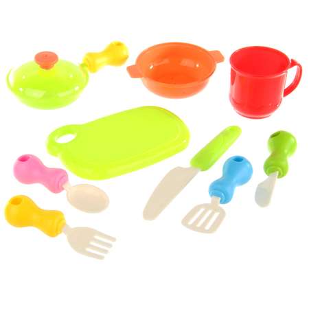 Детская посуда игрушечная Veld Co +Овощи и фрукты на липучках + корзина