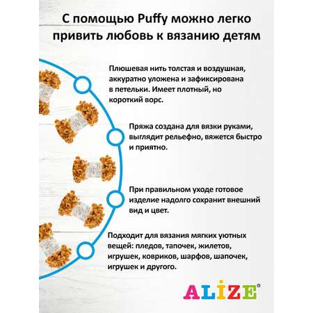 Пряжа для вязания Alize puffy 100 г 9 м микрополиэстер фантазийная плюшевая 716 Леопард 5 мотков