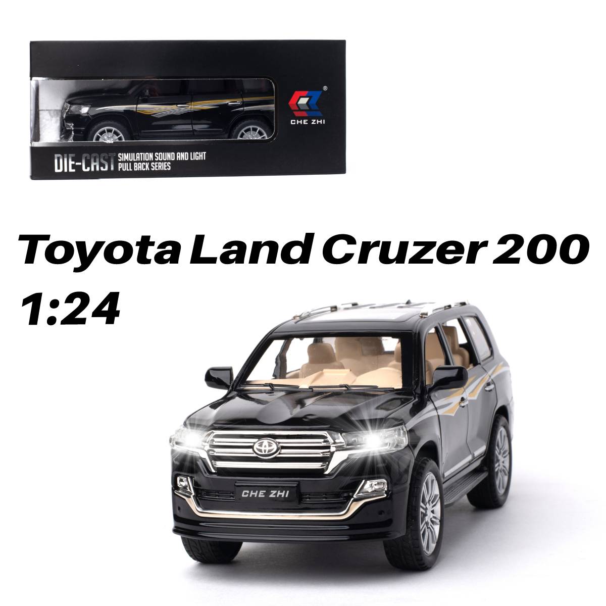 Автомобиль Che Zhi Toyota 1:24 CZ123blk - фото 1