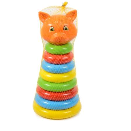 Пирамидка детская развивающая Green Plast Животные Лиса обучающая игрушка