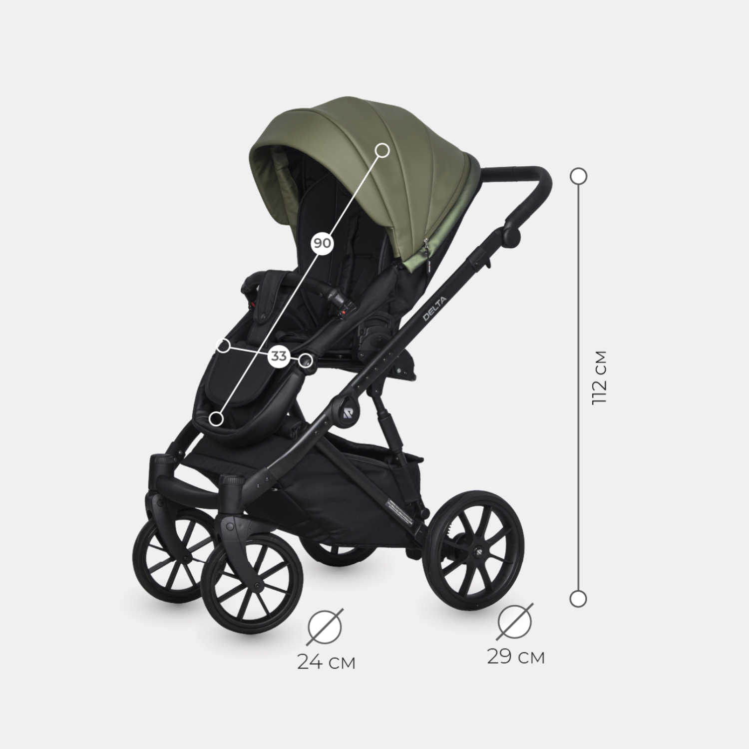 Коляска 3в1 Riko Basic Delta Ecco 13 Olive Оливковый - фото 3